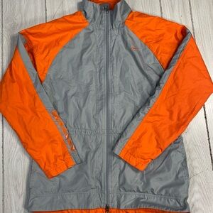 Vintage Nike Jacket Women Small Gray Orange Windbreaker Track Suit Y2K 2000s